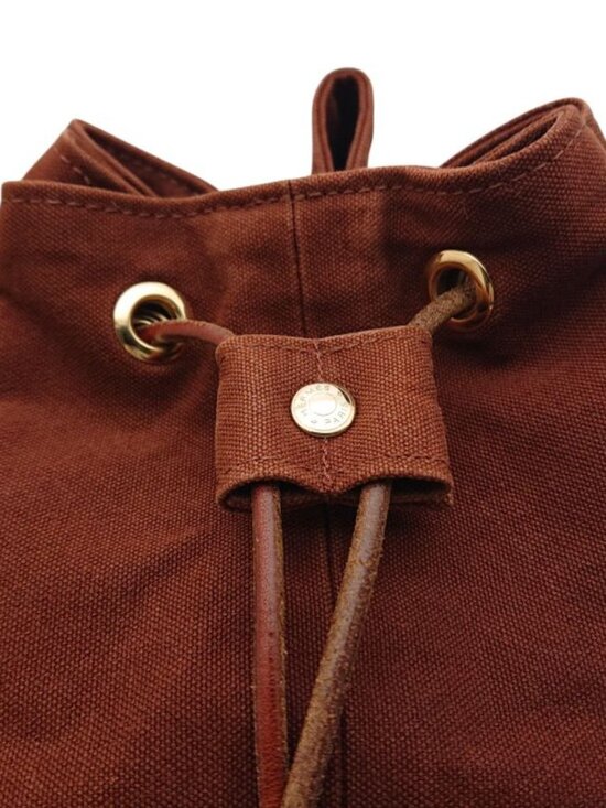 Hermes Polochonmimil Shoulder Bag Brown Canvas Drawstring - Picture 13 of 16